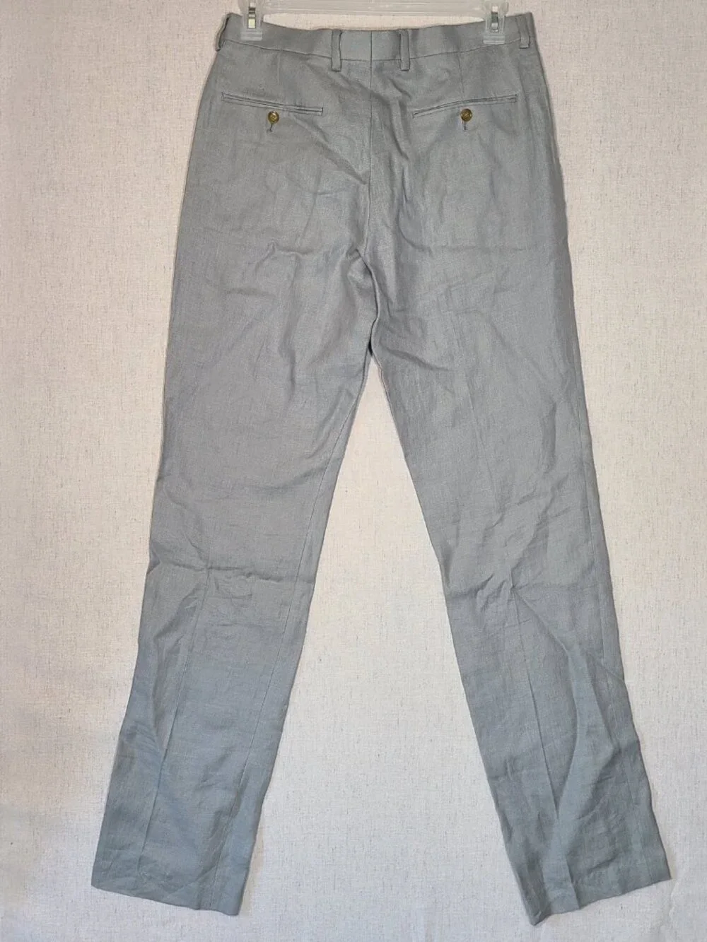Men's J Crew Linen Dress Pants Actual 31 x 35.5 Light Grey Flat Front Lined